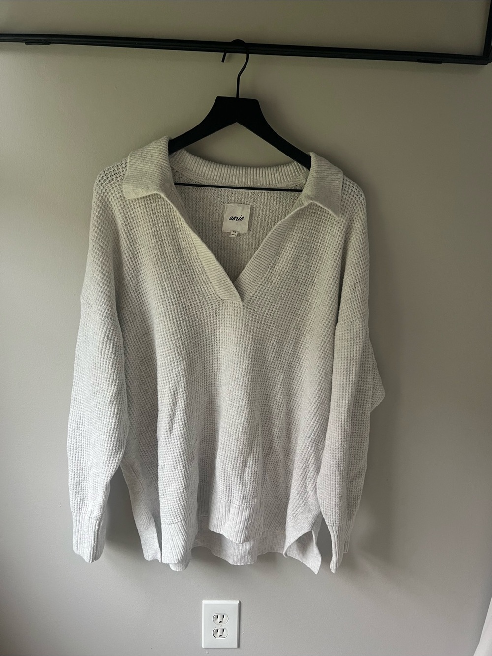 Aerie CozyUp Waffle Polo Sweater